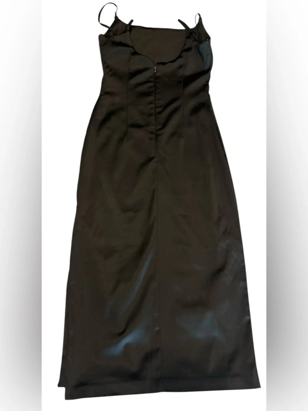 NWT Abercrombie & Fitch Slip Dress Black Satin Spaghetti Strap Cocktail Midi Med - Picture 7 of 11